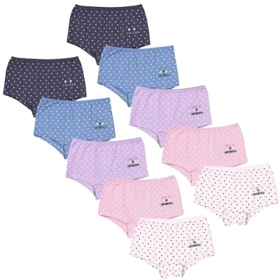 Abbildung von TupTam Mädchen Slips mit Aufdruck 10er Pack, Farbe: Herzen Blau Rosa Lila Ecru Violett, Größe: 140 146