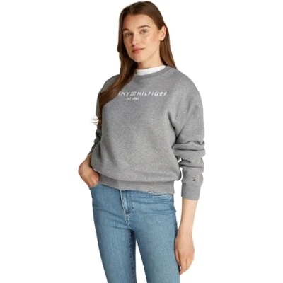 Abbildung von Tommy Hilfiger Damen MDRN REG Corp Logo C NK SWTSHRT WW0WW39791 S/S Polo, Grey (Mid Heather), XS