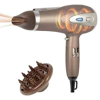 Abbildung von ProfiCare® Haartrockner mit Ionisierungsfunktion 2200W extra leichter Reiseföhn 3 Leistungsstufen und 2 Gebläsestufen Haarföhn inkl. Cool Shot Föhn Diffusor &amp; Formdüse PC HTD 3113 braun
