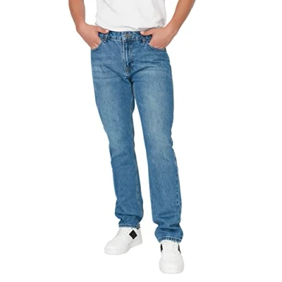 Abbildung von Trendyol Men&#039;s Herren Mittlerer Bund Straight Jeans, Blue, 31