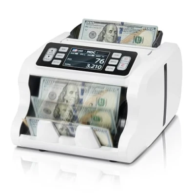 Abbildung von MUNBYN IMC09 Geldzählmaschine für gemischte Stückelungen, Wertzählung, UV/MG/IR/MT Banknotenzähler, Geldprüfgerät falschgeld mit 3,5 Zoll TFT Display, EUR, GBP, USD, MXN Bargeldzähler Unternehmen