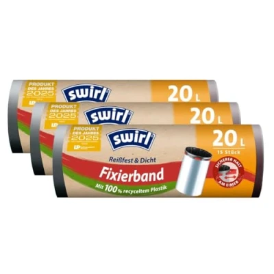 Abbildung von 3x Swirl Fixierband Müllbeutel 20L (15 stk./Rolle)