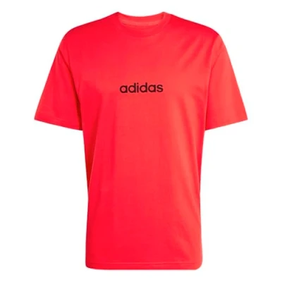 Abbildung von adidas Herren Essentials LINEAR Single Jersey Tee, Pure Ruby/Black, M