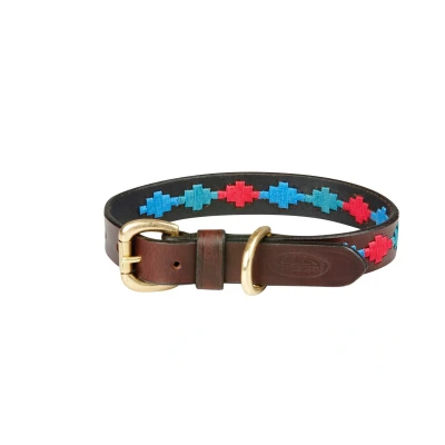 Abbildung von Weatherbeeta Halsband Polo Leder Beaufort Brown/Emerald/Rosa/Blau XL