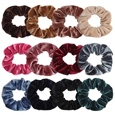 Abbildung von Kurtzy Haargummis Scrunchies Samt (12 Stk) Weiche Samthaargummi für Frauen, Haarband Skrunchy Scrunchie Glatte, Wellige, Lockige, Krause, Lange, Dicke und Dünne Haare Bunte Haar Gummis