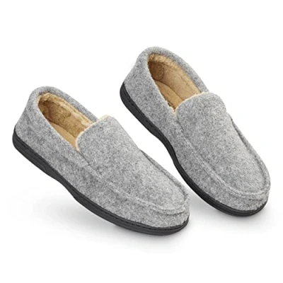 Abbildung von Dunlop Hausschuhe HerrenWinter Pantoletten Memory FoamPantoffeln Hüttenschuhe PlüschHausschuhe MännerPantoffeln Drinnen DraußenGeschenk Für Männer,Grau,43 EU