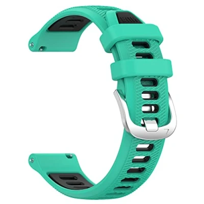 Abbildung von Waekethy Armband für Forerunner 255s/265s Music, 18mm Silikon Armbänder Sport Ersatzarmband Kompatibel mit Garmin vivoactive 4s/vivomove 3s/Venu 2s (Teal schwarz)