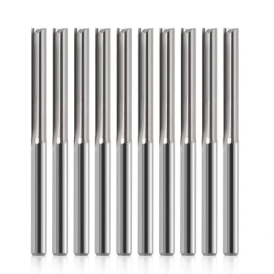 Abbildung von EU_HOZLY CNC Fräser 1/8 Zoll gerader Schaft gerade Nute Schaftfräser 2 Nut Schneiden 22 mm CEL/45 OAL für MDF PVC Acryl Spanplatten Holz 10 Stück