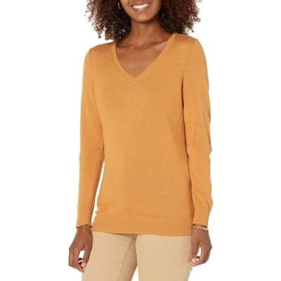 Abbildung von Amazon Essentials Damen Leichter, Langärmeliger Pullover Mit V Ausschnitt, Klassischer Schnitt (Erhältlich In Übergröße), Senfgelb Meliert, XL