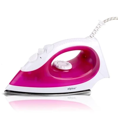 Abbildung von alpina Dampfbügeleisen Dampfglätter 2000W Bügeleisen mit Dampf und Wassersprühfunktion Einstellbare Temperatur Wassertank 120ml Edelstahlsohle Rosa/Weiß
