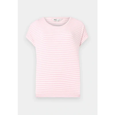 Abbildung von ONLY Onlmoster Stripe O NECK Tshirt print, Damen, Größe: XL, Pink lady/cloud dancer