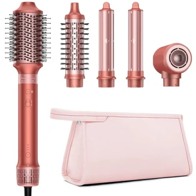 Abbildung von HITTIONA 5 in 1 Hairstyler,High Speed Ionen Föhn,Multi Airstyler Keine Hitzeschäden Lockenstab Automatisch,Mit Frizz Free Volumenbürste，Zum Styling,Volumisieren,Locken und Glätten,mit Reisetasche