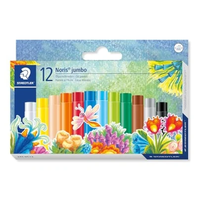 Abbildung von STAEDTLER 243 NC12 jumbo Ölpastellkreide Noris Club, Dürchmesser circa 11 mm, 12 Stück im Kartonetui
