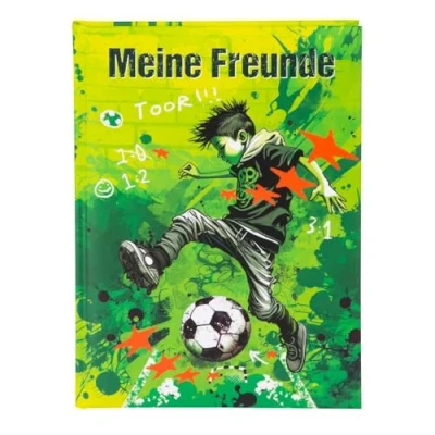 Abbildung von goldbuch 43 133 Freundebuch Stürmer, Freundschaftsbuch DIN A5 mit 84 illustrierte Seiten, für Kita, Hort und Grundschule, Beste Freunde in der Schulzeit, Kunstdruck Einband Fußballer Motiv