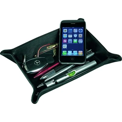 Abbildung von Alassio 52004 Utensilienschale aus Leder, Ablage in schwarz, Schale ca. 16 x 10 4 cm, Ablageschale für Kleinteile, Lederschale als Taschenleerer Schreibtisch und Konsole