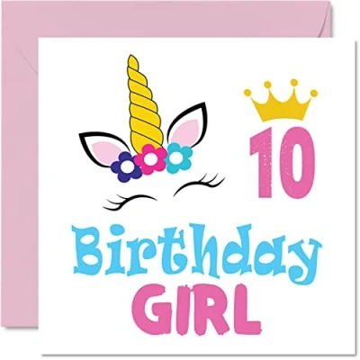 Abbildung von Stuff4 Geburtstagskarte zum 10. Geburtstag Mädchen Einhorn Karte 10 Jahre altes Geburtstagskarten sie 145 mm x Grußkarte Tochter Nichte Enkelin Kinder