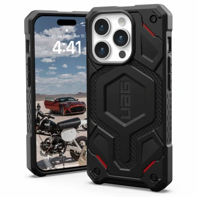 Abbildung von Apple iPhone 15 Pro Hülle MagSafe Kunststoff UAG Hard Case/Backcover Handyhülle Schwarz Shockproof/Stoßfest