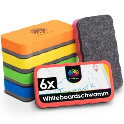Abbildung von OfficeTree 5x Whiteboard Schwamm Magnetisch 5 Farben Reiniger entfernt Schrift und Zeichnungen für Wischer Tafelwischer Magnetschwamm