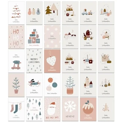 Abbildung von Weihnachtskarten mit Umschlag Set 30 Stück A6 Klappkarten Weihnachtsgrußkarten