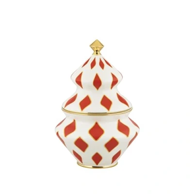 Abbildung von Alessi Delight NZ03 Weihnachts Backdose aus Porzellan, Rot, Weiß und Gold