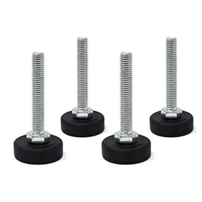Abbildung von Design61 4x Justierschraube mit Beweglicher Stellschraube M8 x 50 mm Verzinkt Verstellschraube Kunststoffuß Ø 30