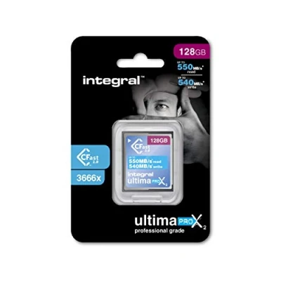 Abbildung von Integral Memory 128GB CFast Karte 2.0 High Performance mit Einer Lesegeschwindigkeit von bis zu 550MB/s und Schreibgeschwindigkeit 540MB/s, INCFA128G 550/540