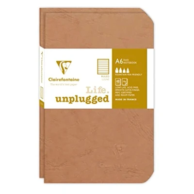 Abbildung von Clairefontaine 734176C Age Bag DUO Set aus 2 Notizheften 9x14cm , geheftet, 48 Blatt 90g, liniert Braun, 1