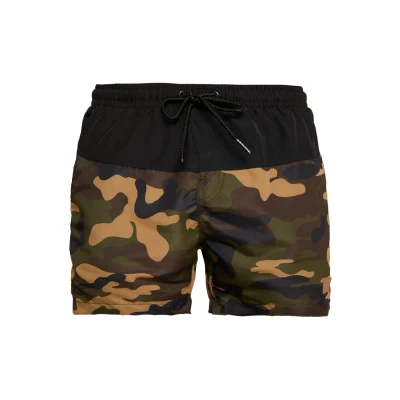 Abbildung von Urban Classics Block Badeshorts, Herren, Größe: 5XL, Black/wood