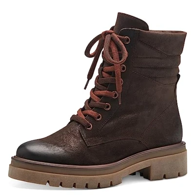 Abbildung von MARCO TOZZI Damen Stiefeletten zum Schnüren aus Kunstleder Plateau, Braun (Cafe Nubuck), 39