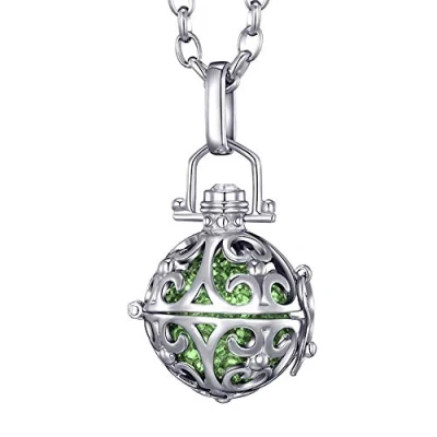 Abbildung von Morella Damen Halskette Edelstahl 70 cm mit Ornament Anhänger und Klangkugel rosa Ø 16 mm in Schmuckbeutel