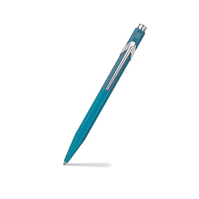 Abbildung von Caran d&#039;Ache 849 PAUL SMITH Kugelschreiber in der Farbe: Cyan Blue/Steel Blue, Aluminium, Goliath Mine Schwarz Medium, Länge: 12,5cm, NM0849.342
