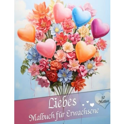 Abbildung von Malbuch für Erwachsene Liebe Motiven 50 liebevolle Motive verliebte Anti Stress und Entspannung, schöne Blume romantischem Herz: ... Schwester die Freundin oder Sich selbst.