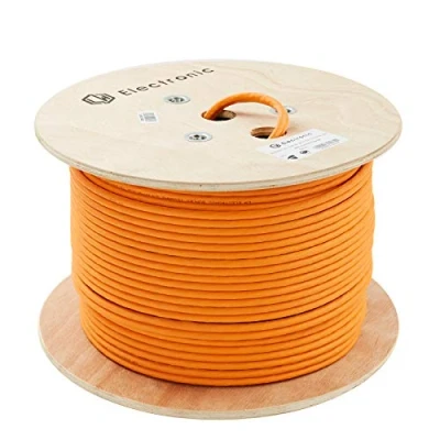 Abbildung von LW Electronic Verlegekabel Cat7A Duplex LAN Kabel 100m Gigabit Halogenfrei POE BauPVO Netzwerkkabel S/FTP PIMF 1200 MHz Kupfer AWG23 LSZH Installationskabel Datenkabel Orange