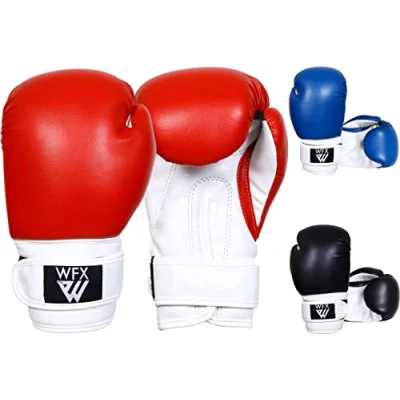 Abbildung von WFX Kinder Boxhandschuhe für Kampfsport Sparring Junior Praxishandschuhe strapazierfähiges Leder MMA Trainingshandschuhe Boxsäcke Schlaghandschuhe Muay Thai Kickboxen Jungen und