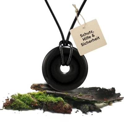 Abbildung von PURAJA Turmalin Anhänger aus echtem Edelstein Heilstein Kette mit Donut inkl. hochwertigem Kordband