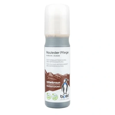 Abbildung von biped Rauleder Pflege zur Farbauffrischung, Pflege, Schutz und Imprägnierung Wildleder, Velours Nubuk Pflegemittel Stick für Textilien TEX Materialien PFC frei 75 ml z2790(mittelbraun)