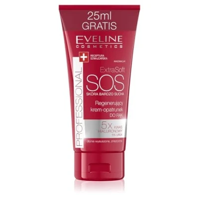 Abbildung von Eveline Cosmetics Extra Soft SOS Regenerierende Handcreme Dressing Sofortige Feuchtigkeit &amp; Pflege Hyaluronsäure, Urea 5%, Vitamin E 100ml