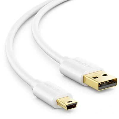 Abbildung von deleyCON 2m Mini USB 2.0 High Speed Kabel Ladekabel Datenkabel für Handys Smartphones Tablets Navis Mikrofon A Stecker zu B Weiß
