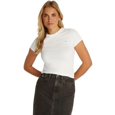 Abbildung von Tommy Jeans Damen Tjw Slim C Neck Tee Dw0dw20459 S/S T Shirt, White (Ecru), XL EU