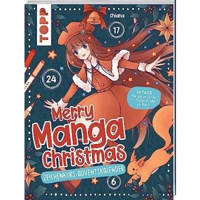 Abbildung von Merry Manga Christmas. Das Adventskalender Buch: 24 Tage zeichnen mit dem Mitmach Adventskalender. verschlossene Seiten zum Auftrennen, starte direkt im Buch!