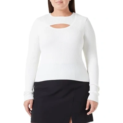 Abbildung von ONLY Ashley Peakaboo Oneck Langarmshirt, Damen, Größe: Large, Sour cream