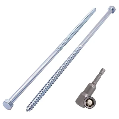 Abbildung von SKIR&#039;CO (20 Stück) DIN 571 Sechskant Holzschrauben aus verzinktem Stahl M8 x 260 mm, Schlossschrauben, Sechskantschraube, Befestigungsschrauben (mit magnetischem Bit)
