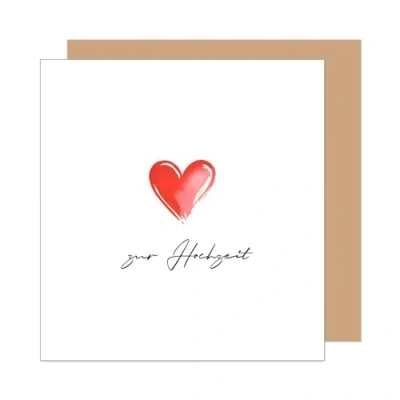 Abbildung von Edition Seidel Premium quadratische Glückwunschkarte zur Hochzeit mit Umschlag. Hochzeitskarte Spruch Grußkarte Vermählung Just Married Herz (HQ125 SW025)