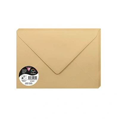 Abbildung von Clairefontaine 5482C Packung mit 20 Umschläge Pollen, Format C5 16,2x22,9cm, 120g, ideal für Ihre Einladungen und Korrespondenz, Karamelbraun, 1 Pack