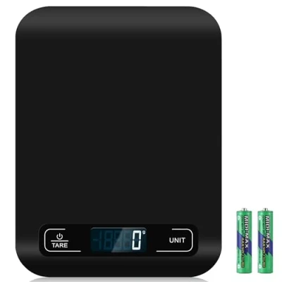 Abbildung von Küchenwaage Digital, 10KG mit LCD Display und Tara Funktion, zum Backen Kochen, Messen von Zutaten, Genau 1g (Schwarz)