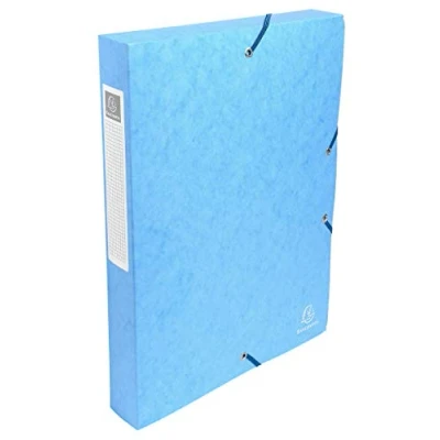 Abbildung von Exacompta 50406E 1 Abheftbox mit Gummibändern Exabox aus Glanzkarton 600g/m2 Rückseite 4 cm Maße 25 x 33 für A4 Dokumente Farbe Türkis wird montiert geliefert