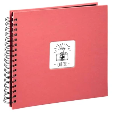 Abbildung von Hama Fotoalbum 28x24 cm (Spiral Album mit 50 schwarzen Seiten, Fotobuch Pergamin Trennblättern, zum Einkleben und Selbstgestalten) flamingo rot/ rosa