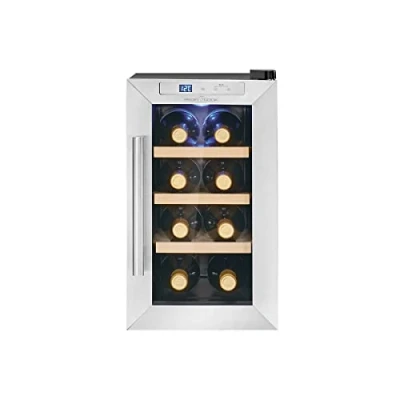 Abbildung von Profi Cook Weinkühlschrank 8 Flaschen Getränkekühlschrank UV beständige Glastür Weinkühler LED Beleuchtung 4 Lagerebenen davon 3 herausnehmbar 11 18C PC WK 1233