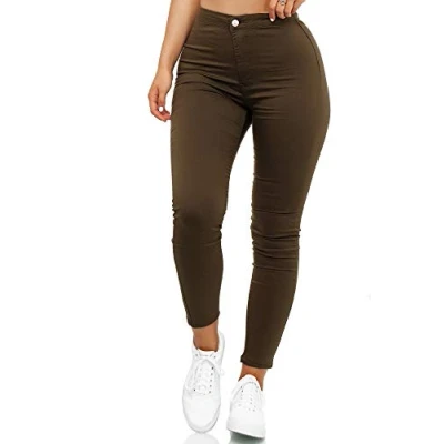 Abbildung von Elara Damen Jeans High Waist Slim Fit Chunkyrayan JS710 2 Olive 42 (XL)