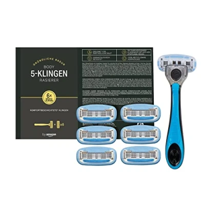 Abbildung von by Amazon Body &amp; Intimate Körper Rasierer Herren, 5 fach Klinge, + 6 Ersatzklingen